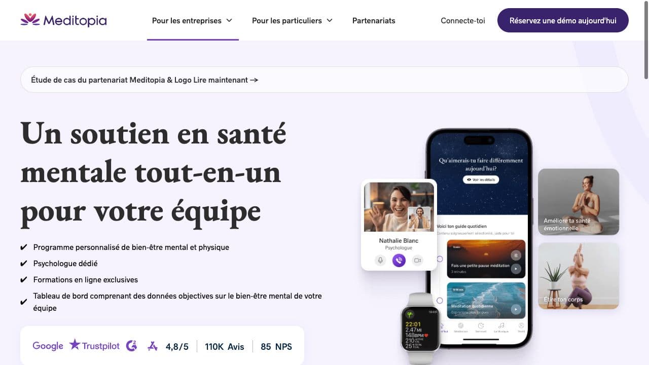 Meditopia for Work - aperçu du site web